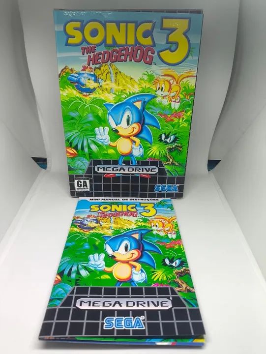 Caixa do Jogo Sonic 3 the Hedgehog para Mega Drive - Inclui Berço e Mini Manual P