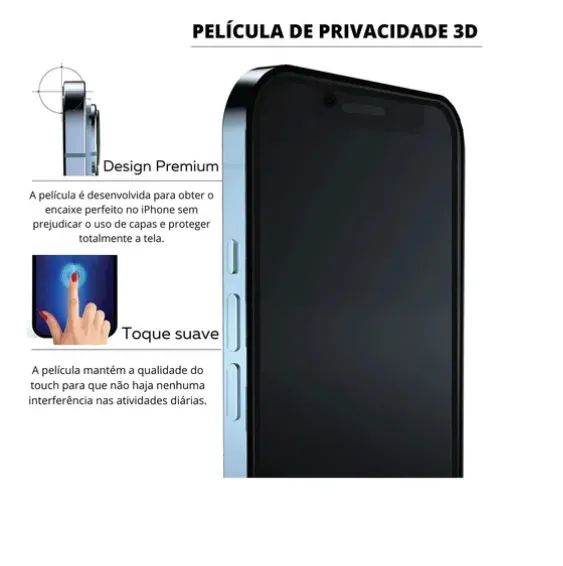 Película 3d Privacidade iPhone 12, 13, 14, 15, 16 - Foto 3