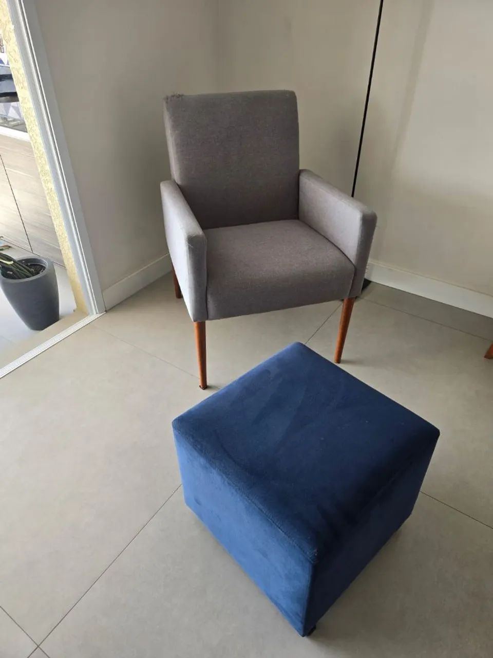 Puff Azul em Suede - Foto 3