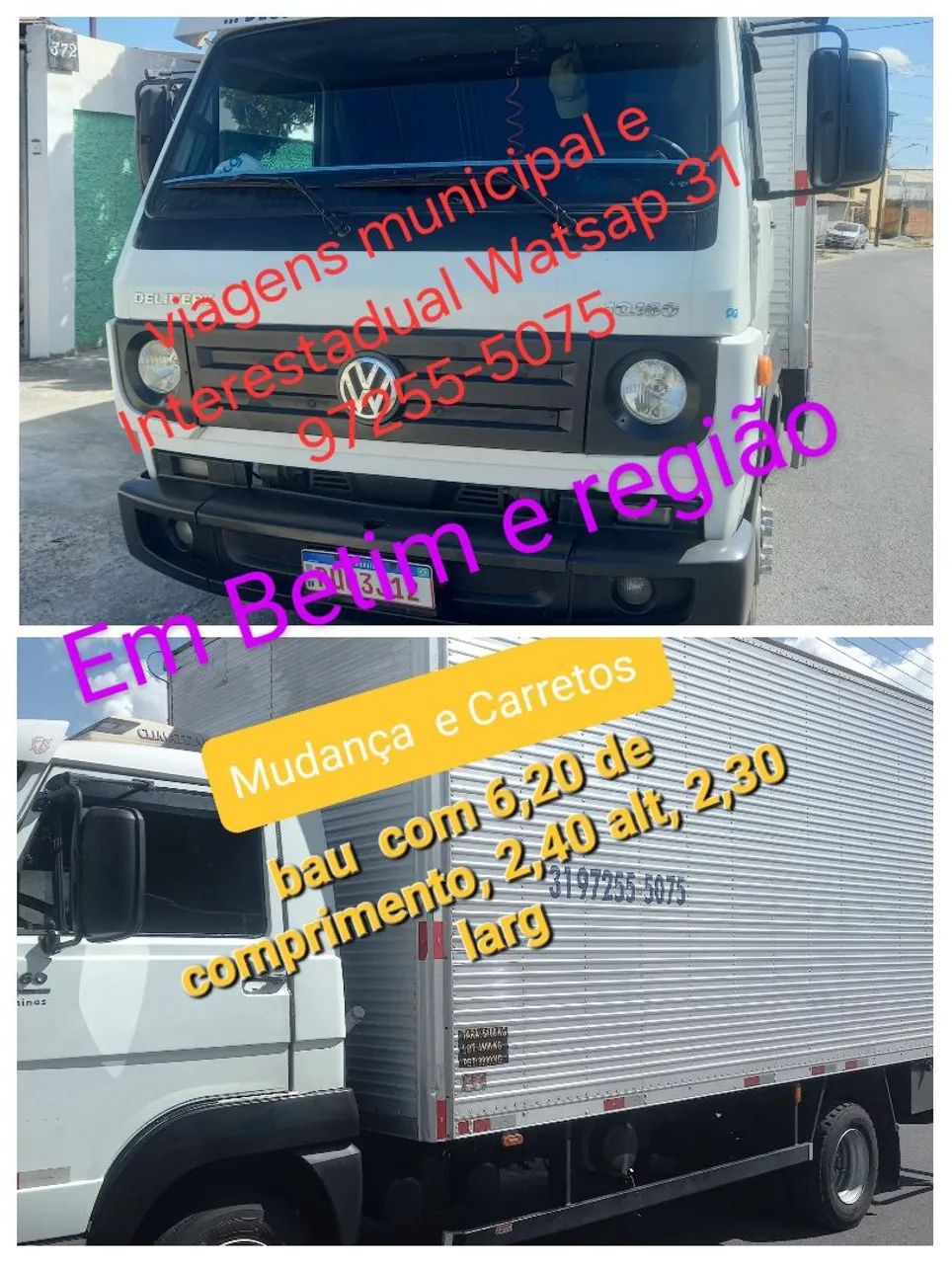 Transporte frete e mudança  municipal Interestadual. 