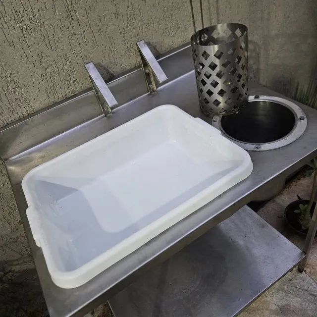 Mesa para Empanar Frango Frito 90Cm  Nova Ind (usada) estudo troca 2300 - Foto 3