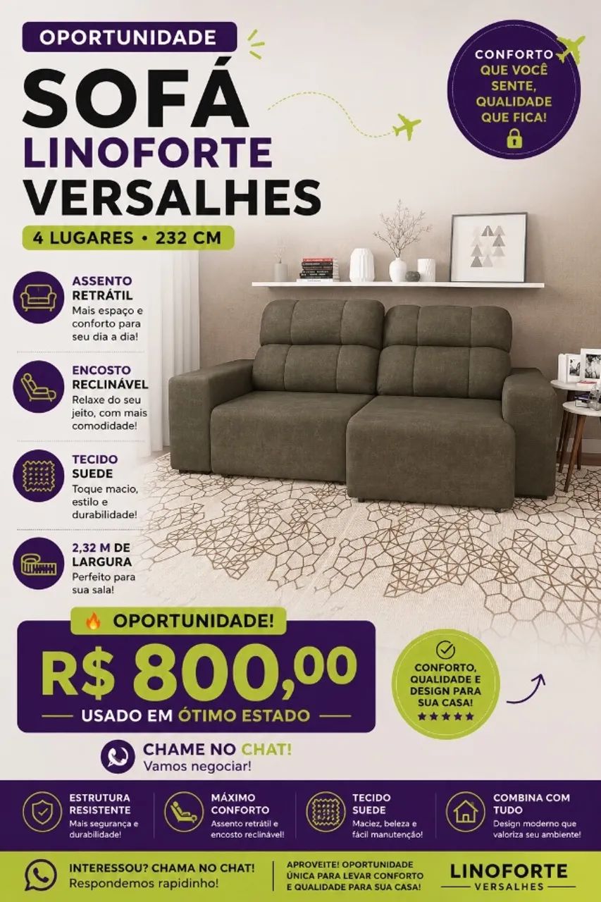 Sofá Linoforte Versalhes - 4 Lugares