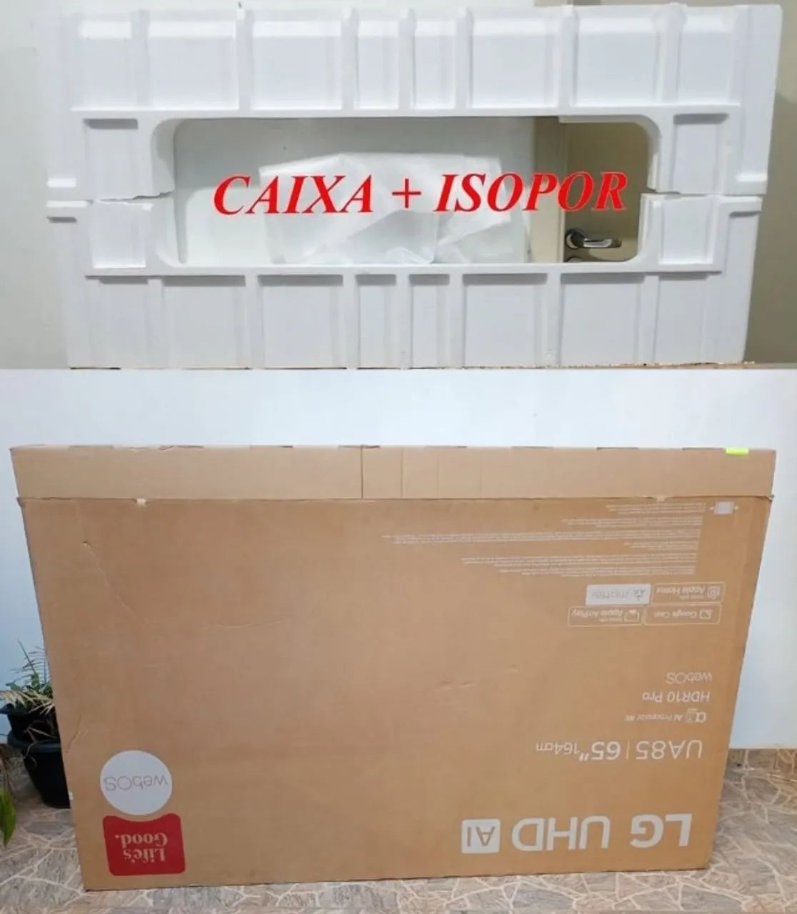 Caixa de papelão com isopor para Tv 65" polegadas nova
