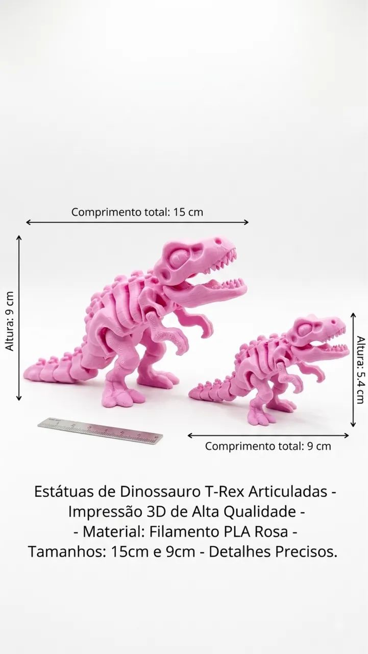 Dinossauro T-Rex Esqueleto Articulado 3D - Brinquedo Flexível - Foto 5