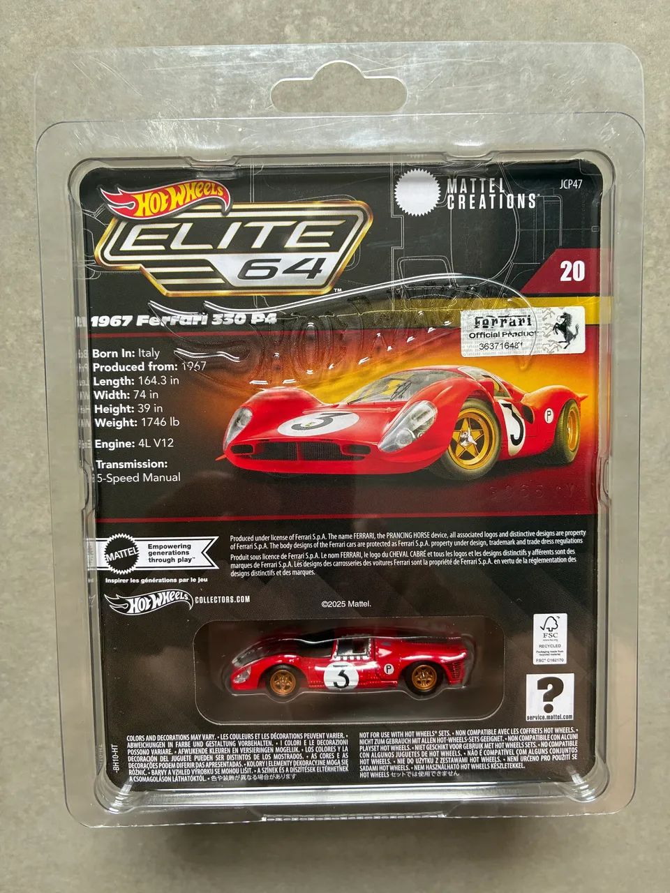 Hot Wheels Ferrari 330 P4 Elite 64 - Hobbies e coleções - Santa
