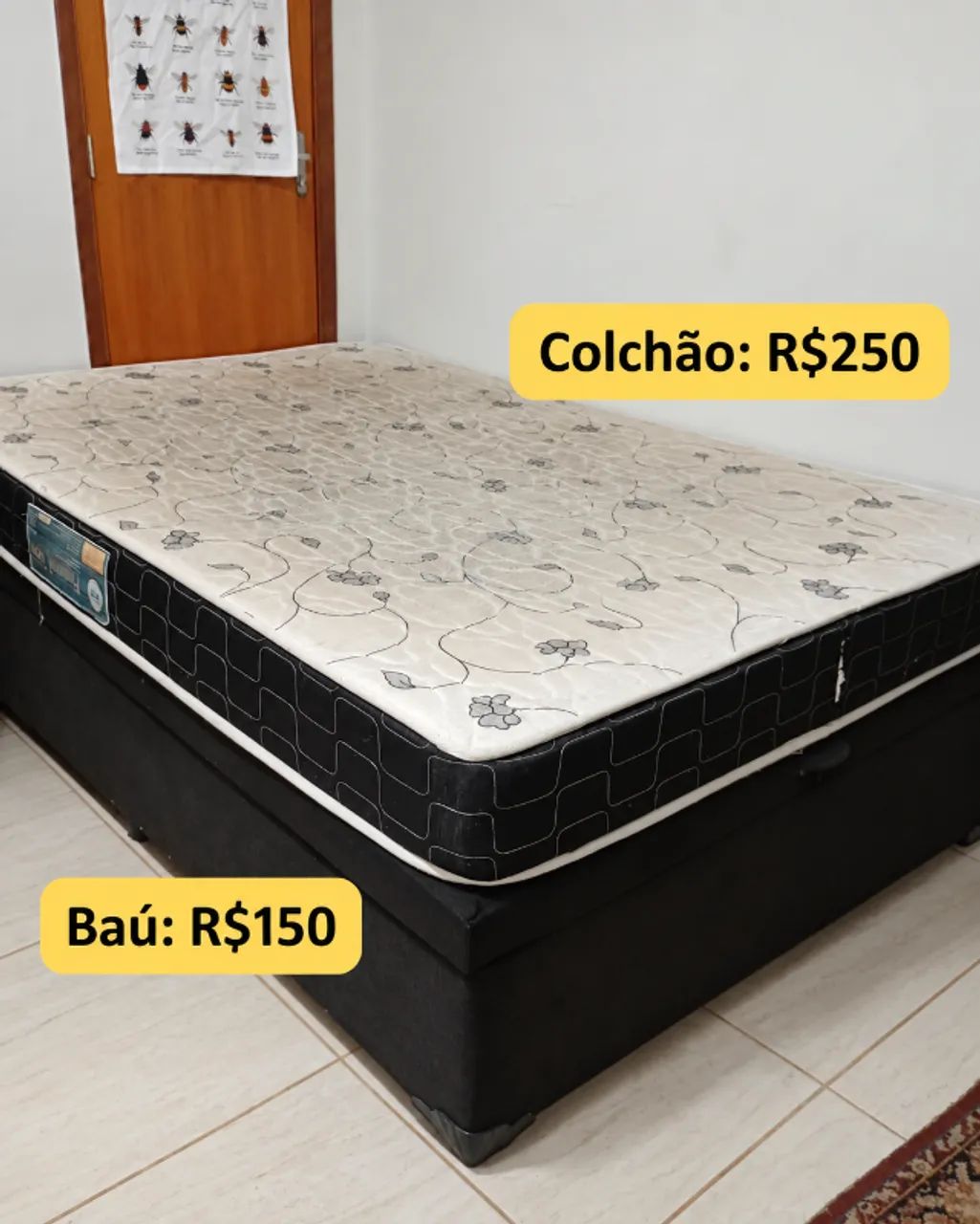 Cama de casal queen - Box baú + Colchão