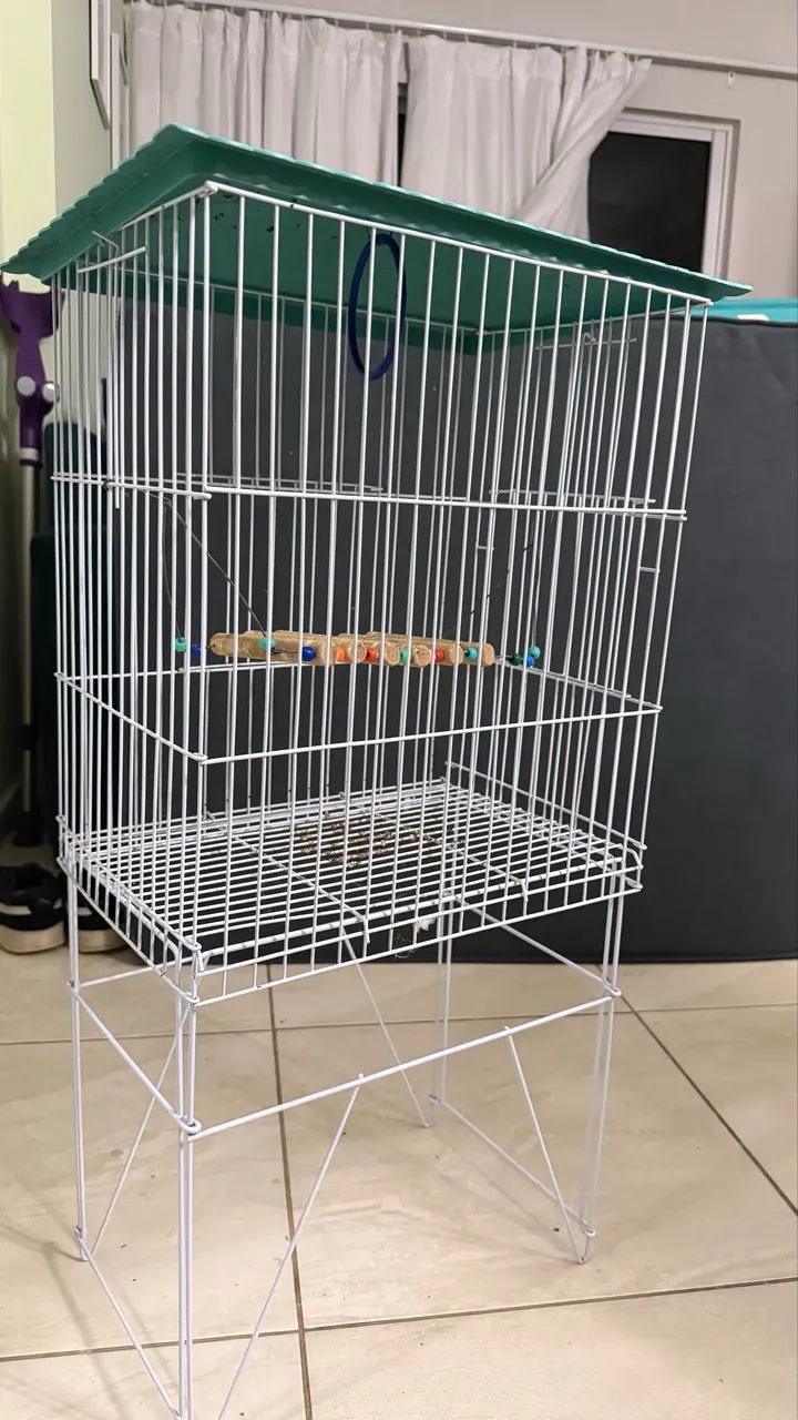 Gaiola para pássaros com suporte e cobertura  - Foto 3