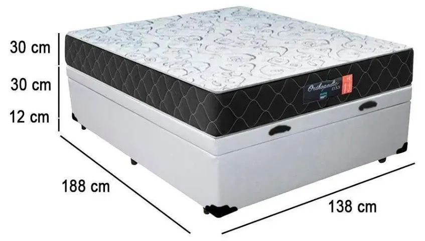 Colchão De Molas Ensacadas de Casal +  Box Baú Branco - Foto 2