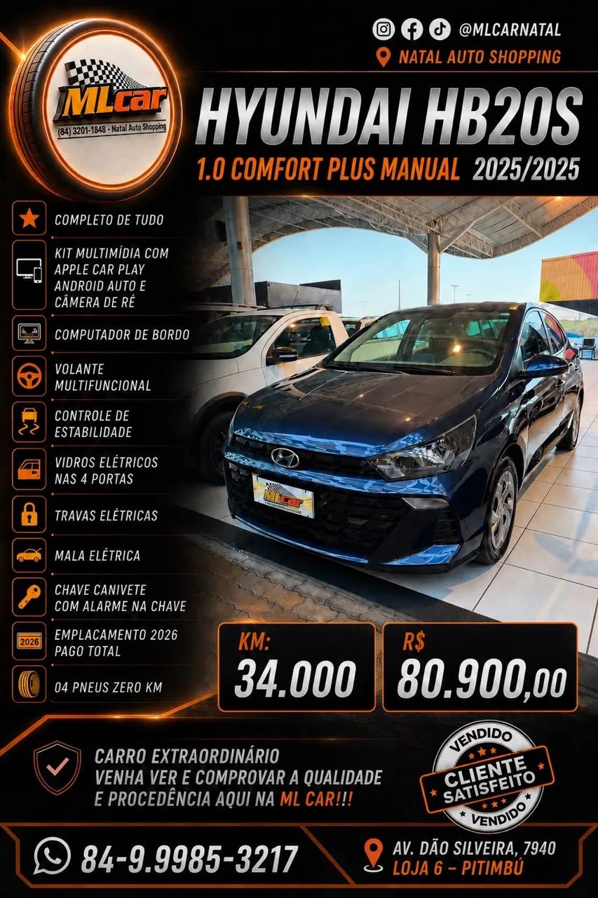 Hyundai Hb20S HB20S Comfort Plus 1.0 Flex 12V Mec. 2025