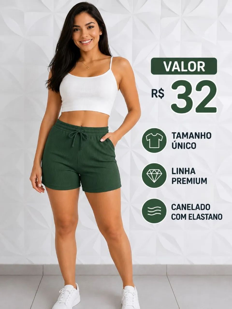 Shorts femininos em malha caneladada conforto e qualidade  - Foto 3