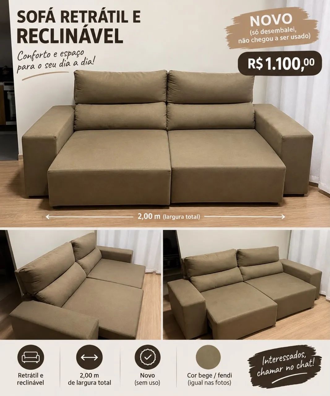 Sofá retratil/reclinavel 