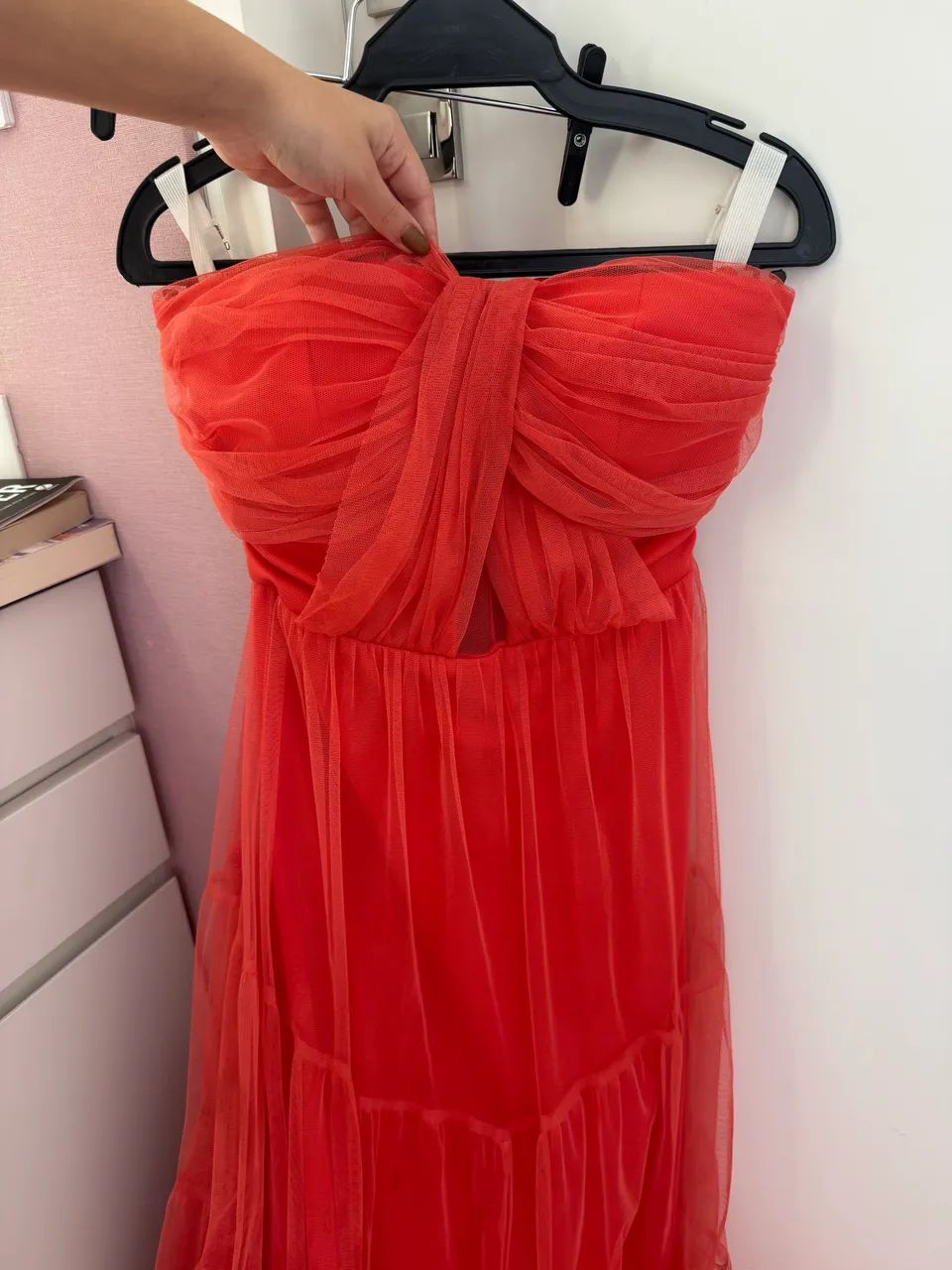Vestido longo laranja de tule  - Foto 4