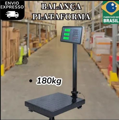 Balança Plataforma 180kg Com Mastro Haste Bivolt Digital