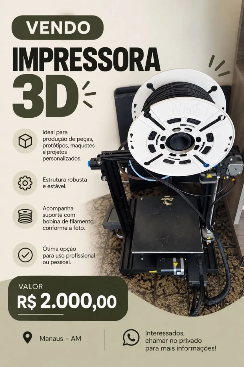 VENDO IMPRESSORA 3 D