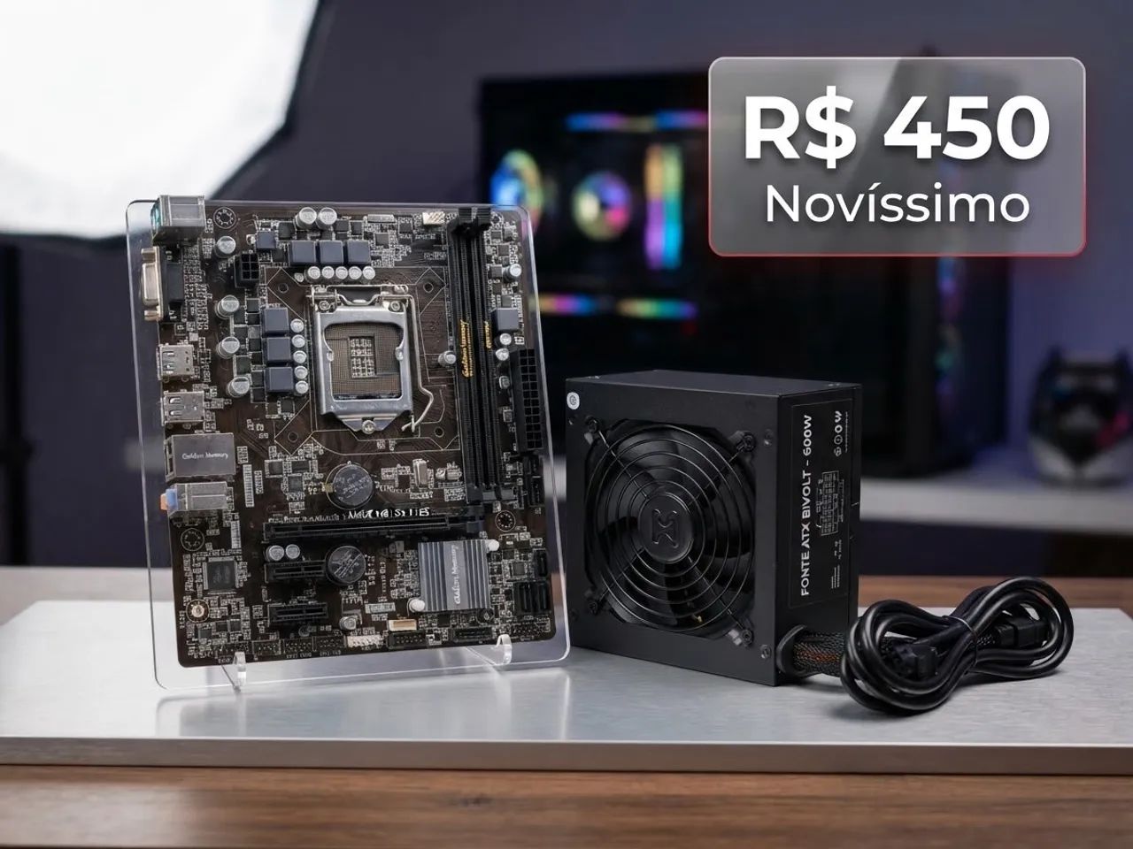 Placa mãe + Fonte 600W