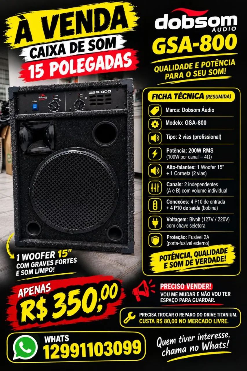 Caixa 15 P com potencia
