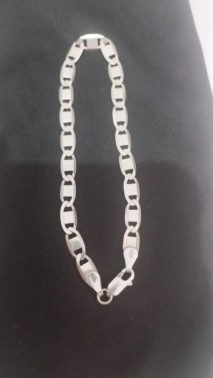 Pulseira prata 925 elo piastrini 