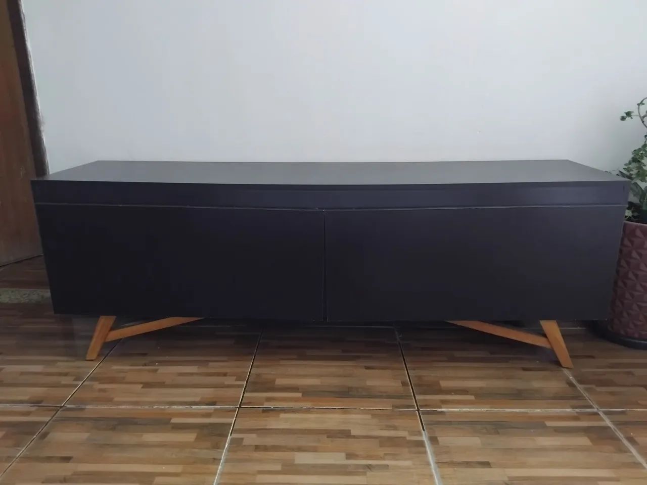 Rack Aparador Preto com 2 Gavetas 