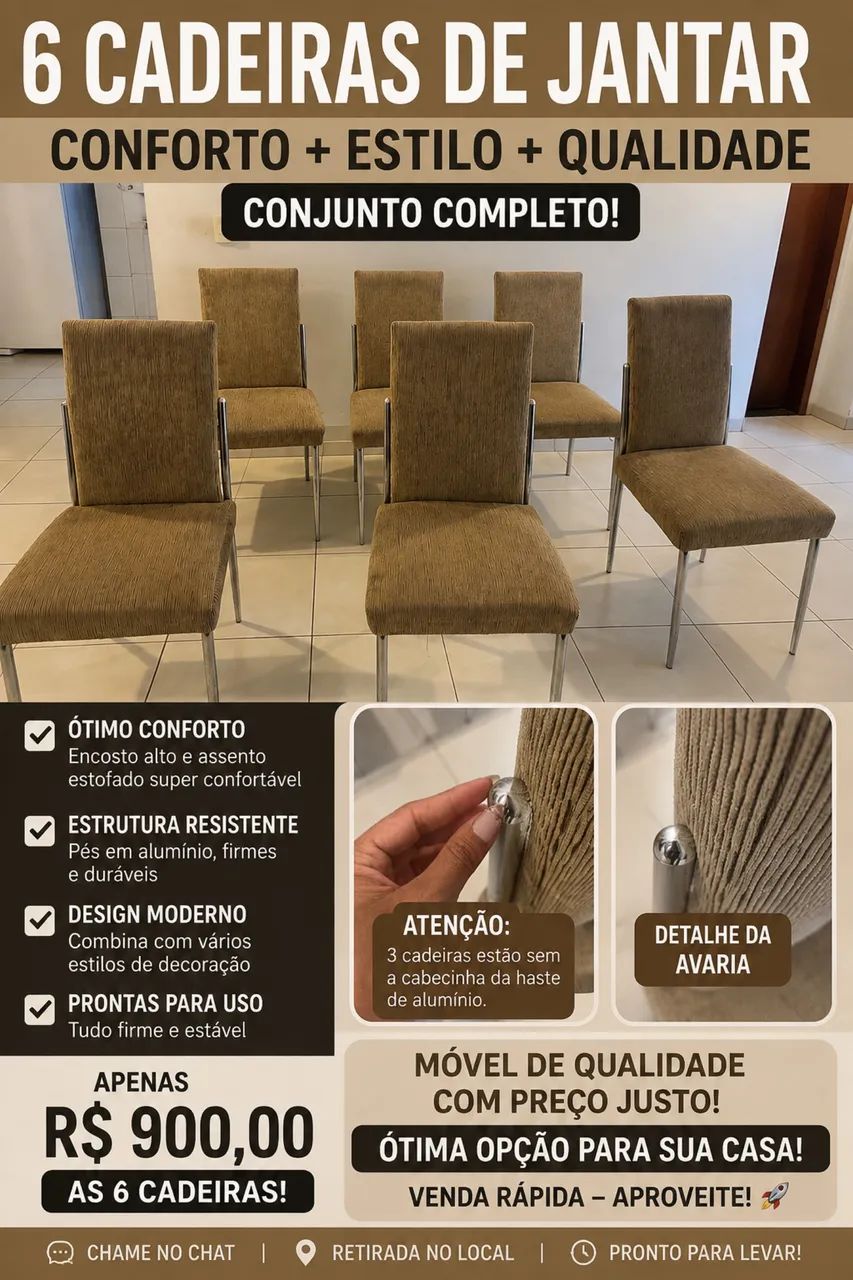 6 cadeiras de jantar: conforto+ qualidade + estilo - Foto 5