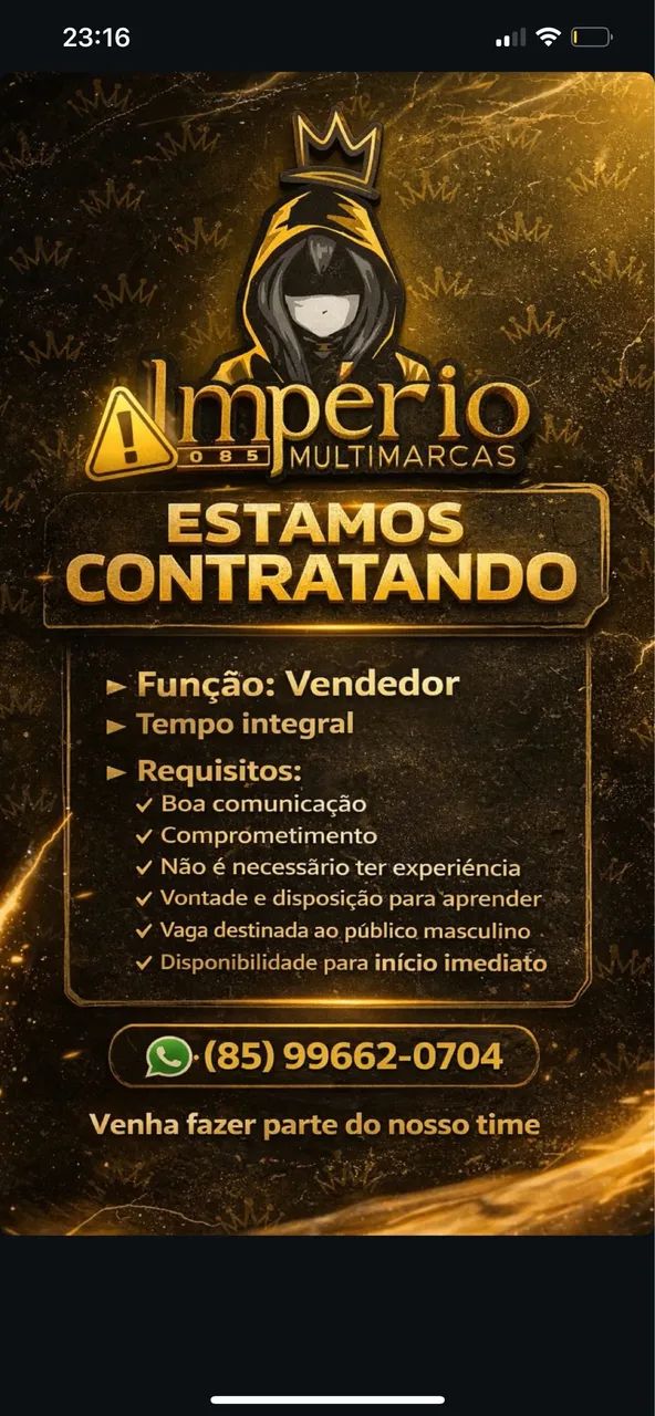 Vaga para vendedor 
