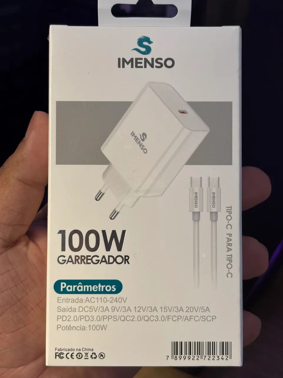 Carregador Imenso Tipo-c 100w de potência Android ou iPhone lacrado  - Foto 2