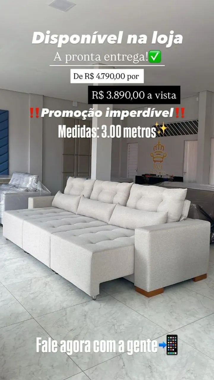Sofa Linho 2.80M Reclinável e Retrátil - Foto 2