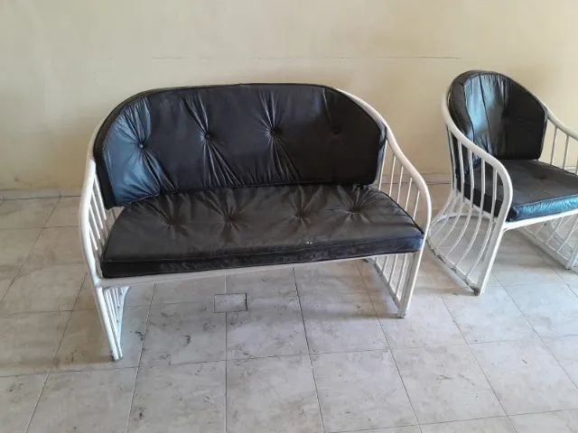 Conjunto de terraço de alumínio com centro, 2 poltronas e assento para dois lugares - Foto 2