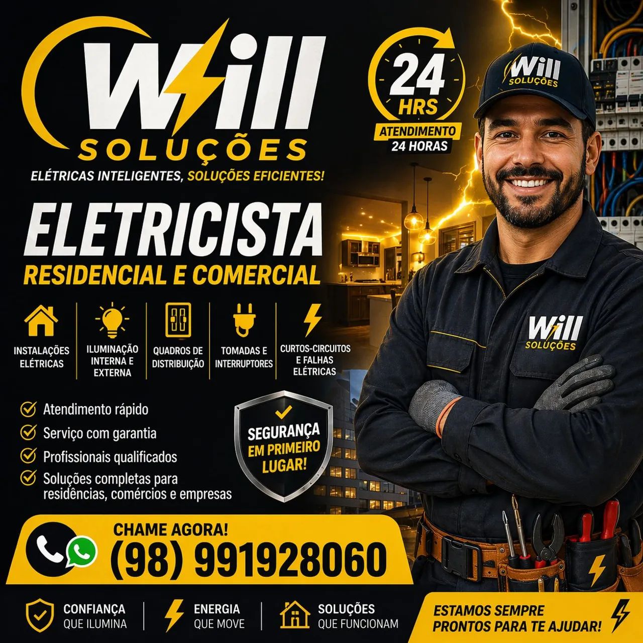 Eletricista residencial e comercial 24hrs 