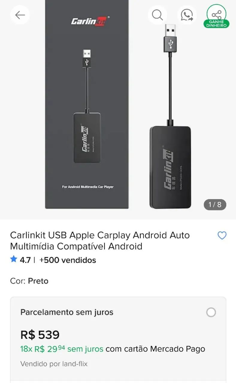 Adaptador para multimidia android do carro/ carplay Apple, Android auto