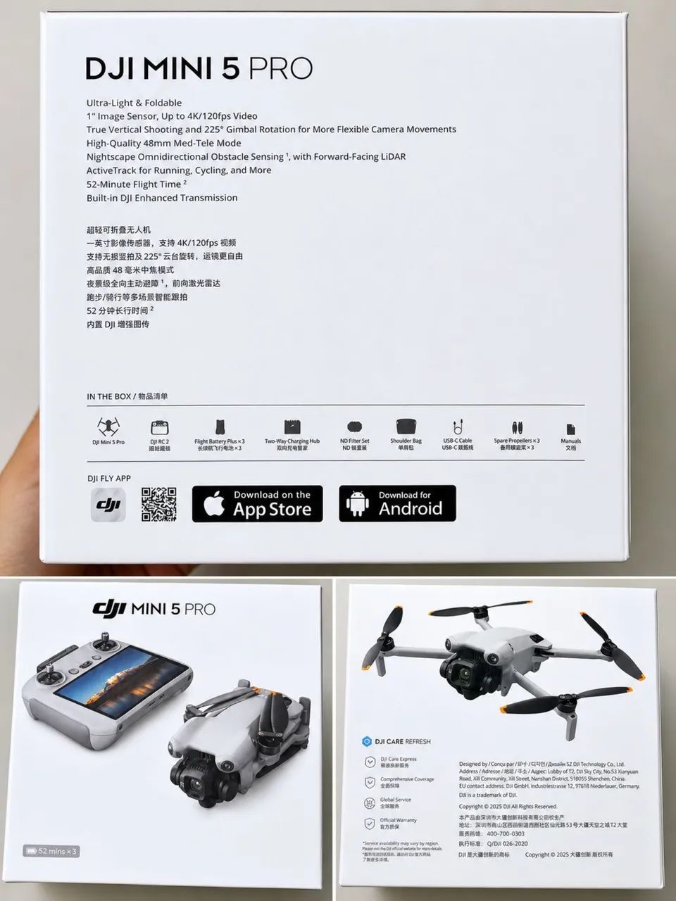 DRONE DJI MINI 5 PRO CONTROLE COM TELA E COMBO PLUS 
