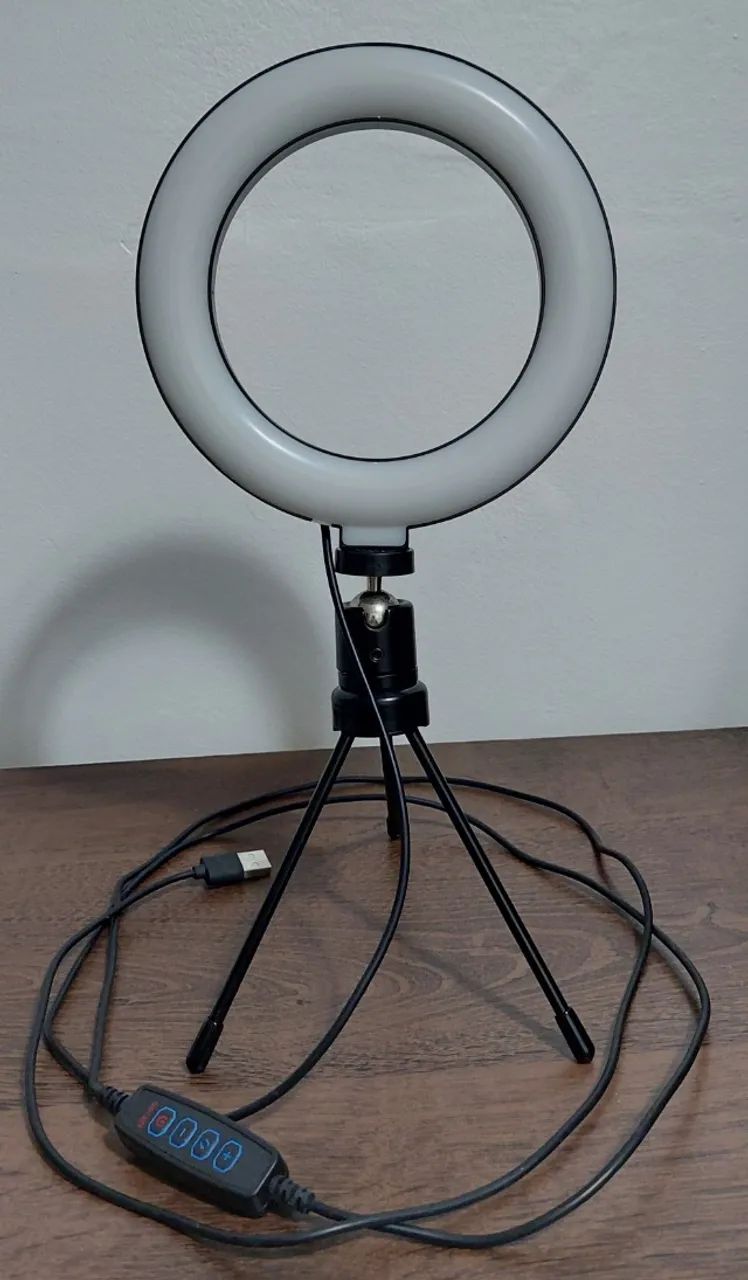Ring Light Led Iluminador De Mesa 8 Polegadas Com Tripé - Novo