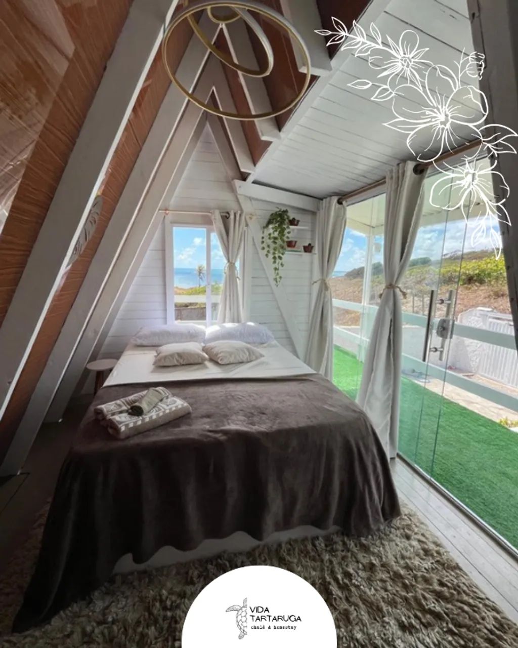 Chalé MOBILIADO na praia 