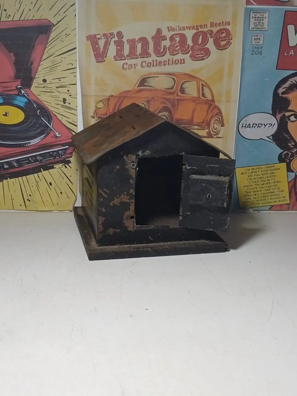 cofre antigo de ferro fundido em formato de casinha  - Foto 5
