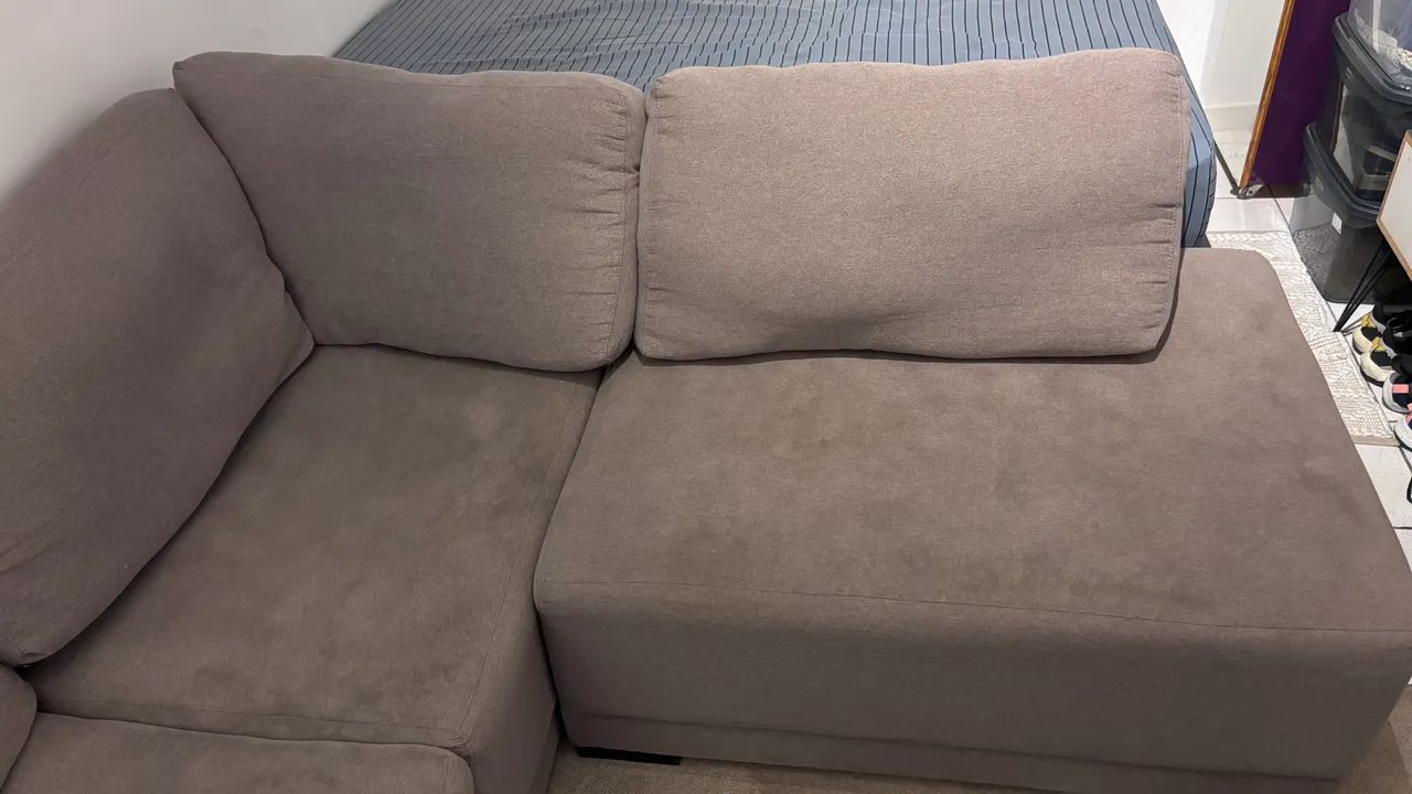 *Valor Reduzido* Sofá de canto com chaise cinza-taupe, usado - Foto 5