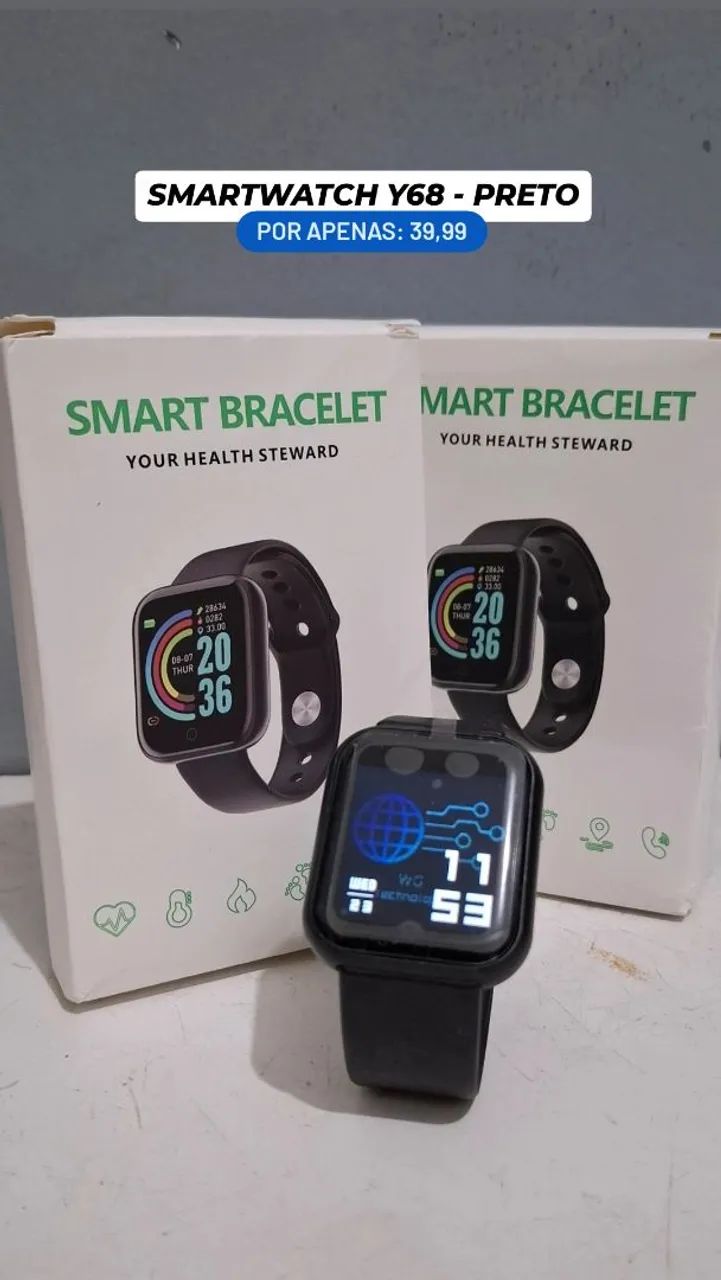 Smartwatch y60/D20 Preto ou branco