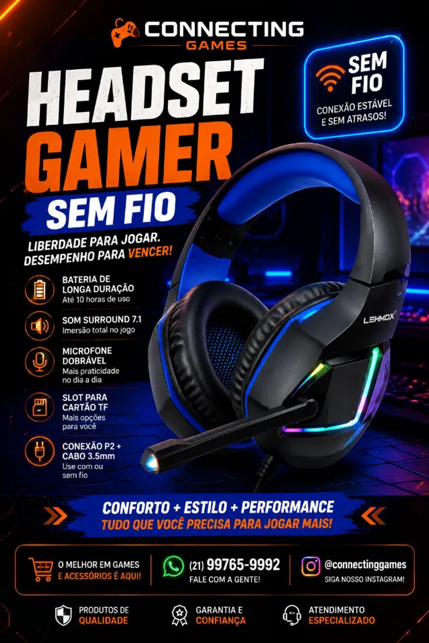 Headset Gamer Sem fio