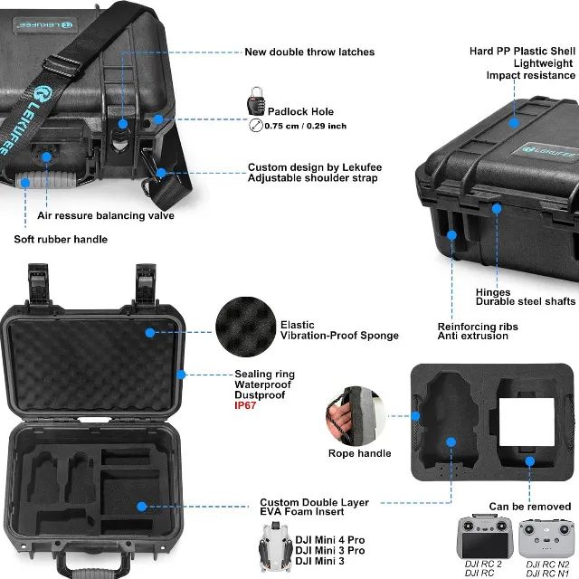 Case rígida/impermeável compatível com drone DJI  - Foto 3