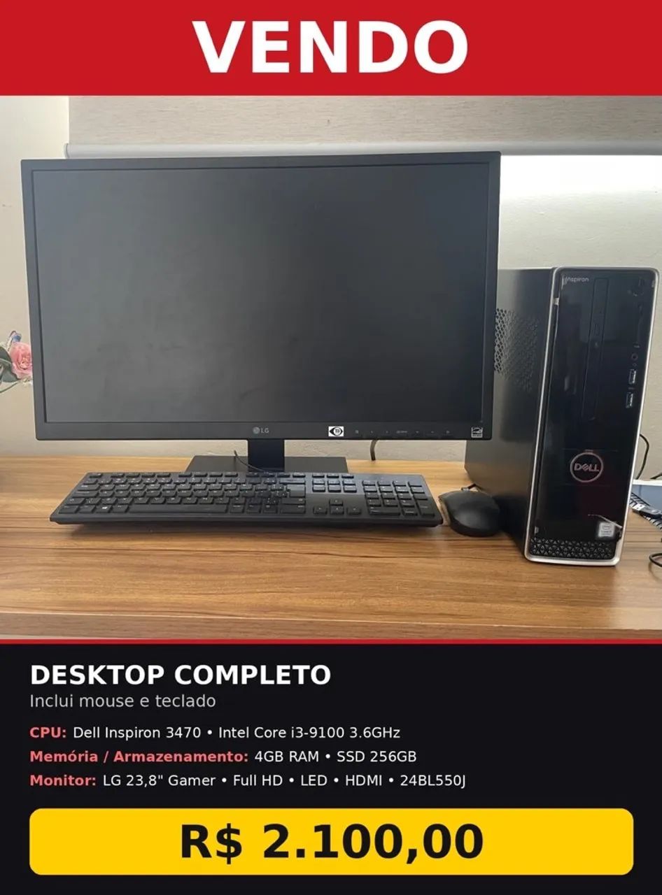Desktop completo CPU Dell + Monitor LG 