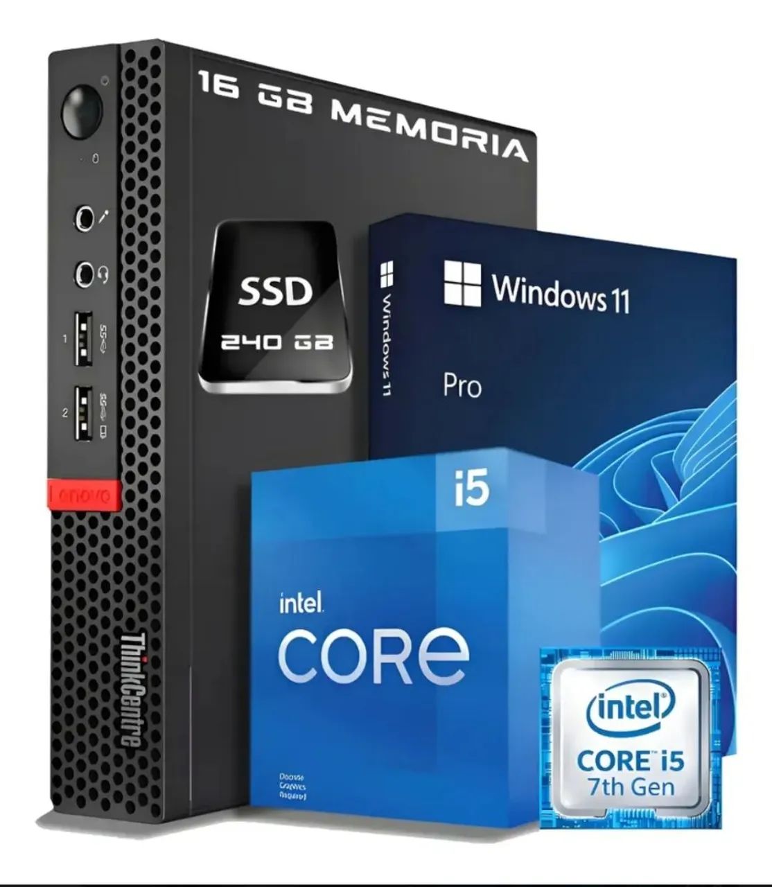 Thinkcentre M910Q mini Pc lenovo i5 sétima geração, SSD 240gb