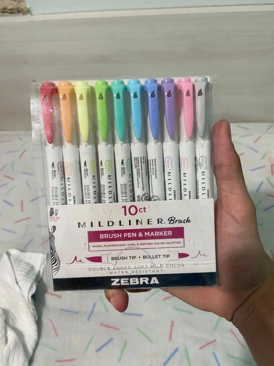 conjunto de brush pen zebra mildliner 10 cores