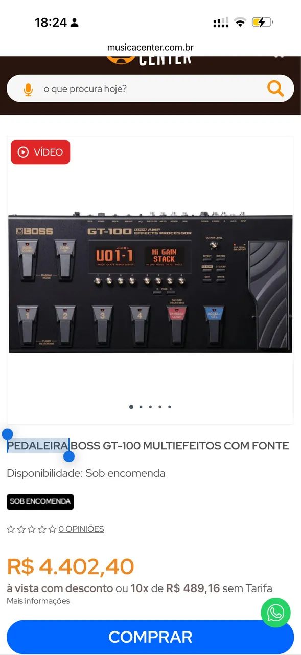 PEDALEIRA BOSS GT-100 MULTIEFEITOS COM FONTE - Foto 5