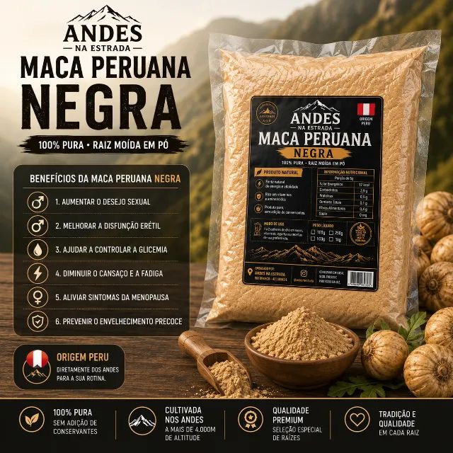 Maca Peruana Negra 100% Pura 1kg | Embalada a Vácuo - Foto 2