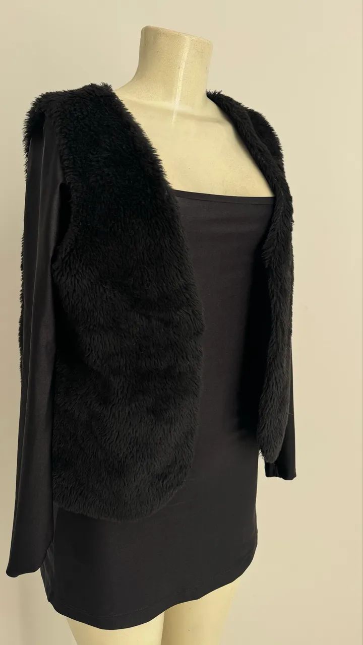 Casaco de pelo preto  - Foto 2