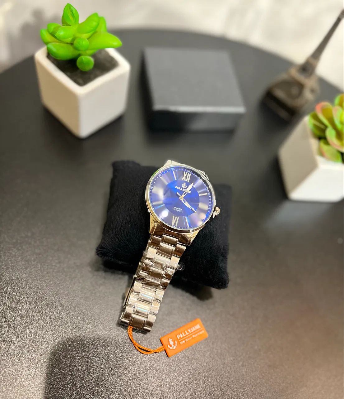 Relógio Masculino Pallyjane Dourado Azul - Foto 3