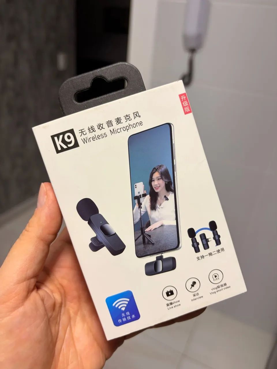 Microfone sem fio recarregável para iPhone 