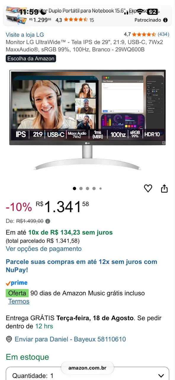 Monitor LG 29? UltraWide 2K 75Hz - Foto 3