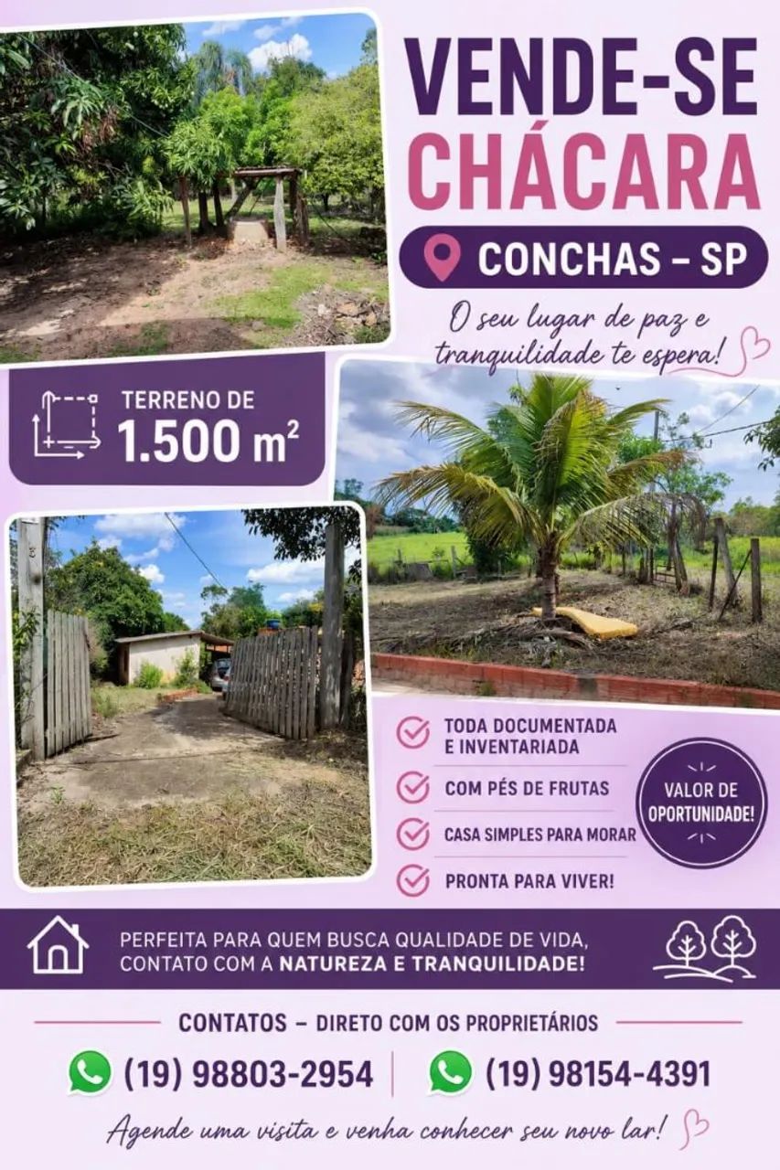 Chacara a venda em conchas SP