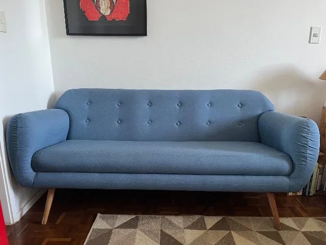 Sofá 3 lugares, linho azul (marca Mobly) - Foto 5