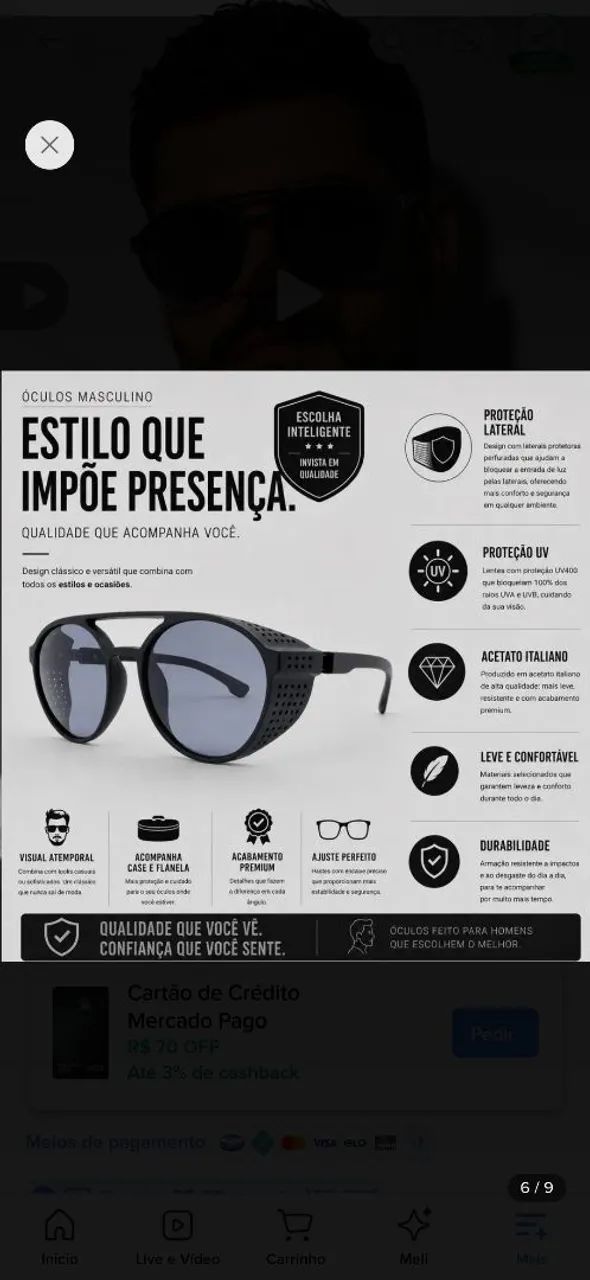 Vendo Óculos de sol original redondo masculino!!!!! - Foto 2