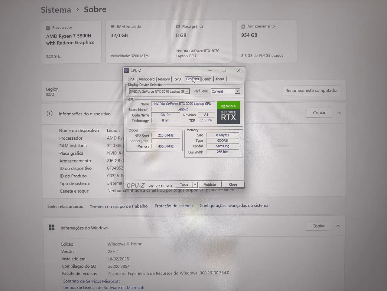 Legion 5 pro Seminovo - RTX 3070 - Foto 3